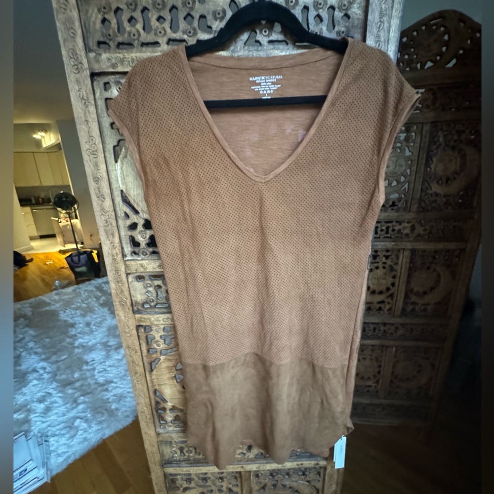 NWT majestic filatures Cotton and leather/suede size 1 brown